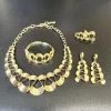ensemble de bijoux plaqué or de dubaï pour femme, collier, pendentif rond régulier, bracelet brillant brossé, boucles d'oreilles, bijoux de mariage, sybathroom l