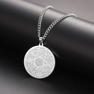 LIKGREAT Collier pendentif prière islamique Shahada musulman, amulette de protection religieuse, collier Allah en acier inoxydable, bijoux cadeaux