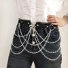 mode femmes chaînes ventre ceinture faux cuir ventre chaîne pour ceinture chaîne bikini hanche chaîne réglable harnais chaînes décoratives