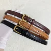 ceinture en cuir véritable rétro pour femme, ceinture fine pour femme, ceinture en jean pour femme, structure en métal doré, environnement de luxe, mode de créateur