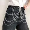 mode femmes chaînes ventre ceinture faux cuir ventre chaîne pour ceinture chaîne bikini hanche chaîne réglable harnais chaînes décoratives