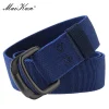 maikun – ceinture à double boucle en métal pour hommes, nylon élastique, tendance, décontractée, en toile tressée