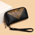 Pochette Tendance avec Motif Floral pour Femme Portefeuille Multifonctionnel à Glissière et Compacte