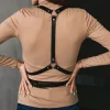 harnais de corps en cuir pu à bretelles réglables, soutien gorge rétro pour femmes, corset de bondage, ceinture de taille gothique, jarretelles de décoration
