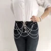 mode femmes chaînes ventre ceinture faux cuir ventre chaîne pour ceinture chaîne bikini hanche chaîne réglable harnais chaînes décoratives