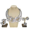 ensemble de bijoux plaqué or de dubaï, collier à baïonnette ronde exagérée, bracelet luxueux, boucles d'oreilles à la mode, bijoux de fête