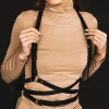 harnais de corps en cuir pu à bretelles réglables, soutien gorge rétro pour femmes, corset de bondage, ceinture de taille gothique, jarretelles de décoration