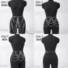 mode femmes chaînes ventre ceinture faux cuir ventre chaîne pour ceinture chaîne bikini hanche chaîne réglable harnais chaînes décoratives