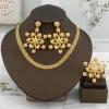 ensemble de bijoux en or pour femmes, boucles d'oreilles éthiopiennes de dubaï, pendentif, collier flocon de neige, manchette africaine, bracelet, bague, cadeau de bijoux pour patients