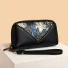 pochette tendance avec motif floral pour femme portefeuille multifonctionnel à glissière et compacte