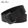 Maikun – ceinture à Double boucle en métal pour hommes, Nylon élastique, tendance, décontractée, en toile tressée