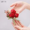 lky fr mariage poignet corsage demoiselle d'honneur bracelet soie fleur poignet corsage bracelets mariage main fleurs boutonnière garçons d'honneur