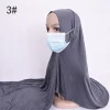 Écharpe hijab en coton extensible avec trou d'oreille pour femme, foulard de sauna musulman, enveloppe la tête, châle de cou islamique, prêt à vitation