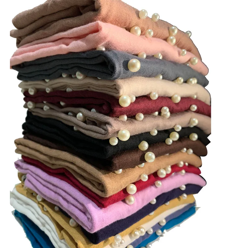 foulard turban en coton pour femmes musulmanes, hijab, écharpe de sauna perlée, casquettes pour femmes, foulards à tête ronde, foulard islamique, mode