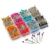 aiguilles à tête de perle rondes colorées de 38cm, 100 pièces/boîte, épingles à coudre droites pour la couture, bricolage, outils de couture, positionnement