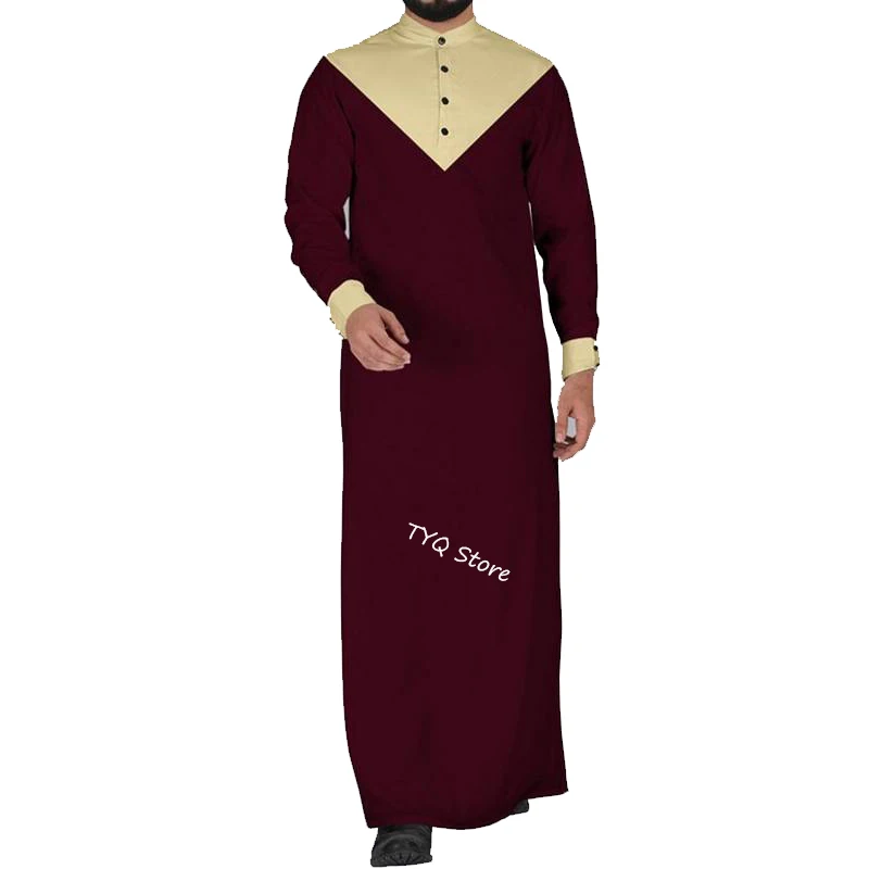 mode hommes vintage islamique musulman kaftan abaya saoudien dubaï col robes jubba thobe manches sulfindien vêtements s 5xl