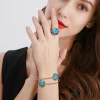 shinygem – ensemble de bracelets et bagues faits à la main en fil d'or galvanisé 14k pour femmes, bijoux à la mode en agate bleue naturelle baroque