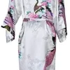 robe de mariée en satin de soie pour demoiselle d'honneur, peignoir floral, kimono court, robe de nuit, robe de bain, à la mode, pour femmes