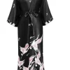 vêtements de nuit en satin pour femmes, robe de mariée en soie, chemise de nuit décontractée, longue, en rayonne, animal, kimono