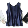 Débardeur en satin à col rond pour femme, caraco féminin, haut décontracté, haut en fibre, streetwear Harajuku