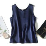 Débardeur en satin à col rond pour femme, caraco féminin, haut décontracté, haut en fibre, streetwear Harajuku