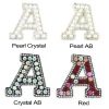 patch lettre strass ab clip, rouge, perle, appliques pour vêtements, fer, coudre, danemark ge strihear, veste diy