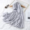 hijab tactile en soie de haute qualité pour femmes, écharpe musulmane de couleur unie, accessoires de voyage, châles et enveloppes unis, grande taille