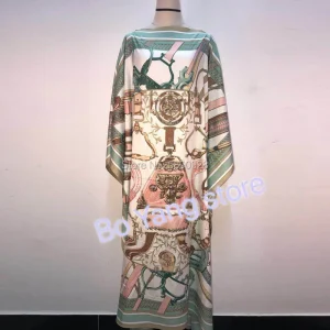 Robe Maxi en soie pour femmes, style bohémien, caftan, africain, ample, manches chauve-souris, Robe musulmane