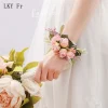 lky fr mariage poignet corsage demoiselle d'honneur bracelet soie fleur poignet corsage bracelets mariage main fleurs boutonnière garçons d'honneur
