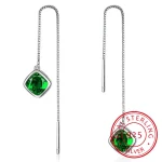 Boucles d&rsquo;oreilles à géométrie élégante, émeraude, rubis, argent 925, bijoux simples, pierres précieuses, accessoire pour femmes, vente en gros