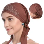 Turban de couleur unie en diamant pour femmes, couvre-chef musulman, fin, intérieur d&rsquo;été, Hijab, couvre-chef indien, 2020