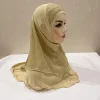 H076 Haute qualité grandes filles adulte taille moyenne musulman Amira Hijab avec Lurex Net couche tirer sur Islam écharpe tête enveloppement châle Bonnet