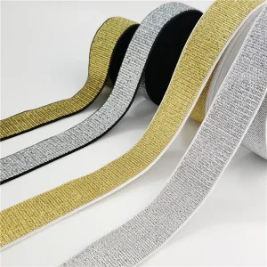 Bande élastique en Polyester, 5/10 mètres, 25-50mm, or argent, soie, sangle en caoutchouc, bricolage, jupe, ceinture, accessoires de couture