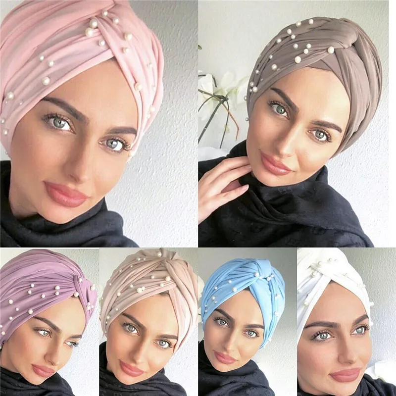 turban en daim torsadé pour femme musulmane, bonnet avec perles en velours, hijab indien, nouvelle collection 2025
