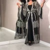robe musulmane de luxe avec broderie en dentelle et paillettes, abaya, dubaï, ramadan, caftan, isla, vêtements africains, ensemble de 2 pièces, 2025