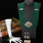 Ensemble collier et boucles d&rsquo;oreilles en perles faites à la main pour femmes, collier de robe de mariée musulmane, chaîne de bracelet, bijoux de luxe français et américain