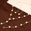 ensemble de bijoux en perles blanches pour femmes, collier et boucles d'oreilles élégants, accessoires de mariage, #228451
