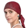 turban de couleur unie en diamant pour femmes, couvre chef musulman, fin, intérieur d'été, hijab, couvre chef indien, 2020
