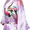 satin soie femmes mariage robe de demoiselle d'honneur sexy grue imprimer peignoir court long kimono robe de nuit robe mode robe de chambre femme