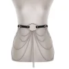 ceinture en cuir superposée avec chaînes, harnais de corps, taille sexy, accessoires gothiques, sangle réglable, bijoux de festival pour filles