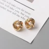 boucles d'oreilles pour femmes rock lisse petit noeud en métal torsion fleur boucles d'oreilles punk fête bijoux saint valentin cadeau bijoux