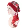 turban hijab musulman pour femmes, chapeau de chimio contre le cancer, casquette à imprimé floral, écharpe de tête pour la perte de cheveux, bandana commandé, vêtements de sauna pré noués ronds