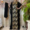 robe africaine brodée de fleurs avec Écharpe, grande taille, pour femme musulmane, à paillettes, vêtements longs noirs, nouvelle collection 2021