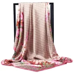 Foulard de luxe en soie pour femmes, Foulard d&rsquo;été en Satin, Hijab à tête carrée pour dames, châles de marque 90×90, Foulard en soie Hijab musulman