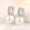 boucles d'oreilles en perles pour femmes, bijoux en argent 925 avec pierres précieuses en zircon, couleur or, accessoires cadeaux pour fête de mariage