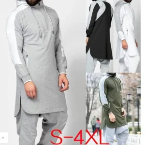 Thobe – vêtements islamiques à capuche pour hommes, style musulman Jubba, manches longues, dubaï, Kaftan, arabie saoudite, chemise grande taille 3XL et 4XL Thobe – vêtements islamiques à capuche pour hommes, style musulman Jubba, manches longues, dubaï, Kaftan, arabie saoudite, chemise grande taille 3XL et 4XL