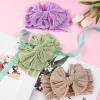 bandeau à gros nœuds pour bébé fille, accessoires de cheveux, jacquard, large, doux, pour nouveau né, turban élastique pour enfants
