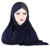 foulard en coton musulman pour femme, hijab uni avec châles et enveloppes de perles, turban prêt à porter, 2024