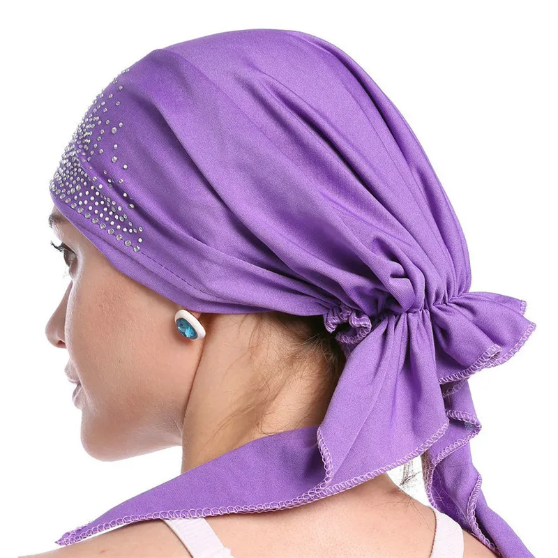 turban de couleur unie en diamant pour femmes, couvre chef musulman, fin, intérieur d'été, hijab, couvre chef indien, 2020
