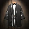 kimono brodé de style chinois pour homme, costumes de samouraï, rétro, harajuku, cardigan japonais, entrée mihaori, veste grande taille